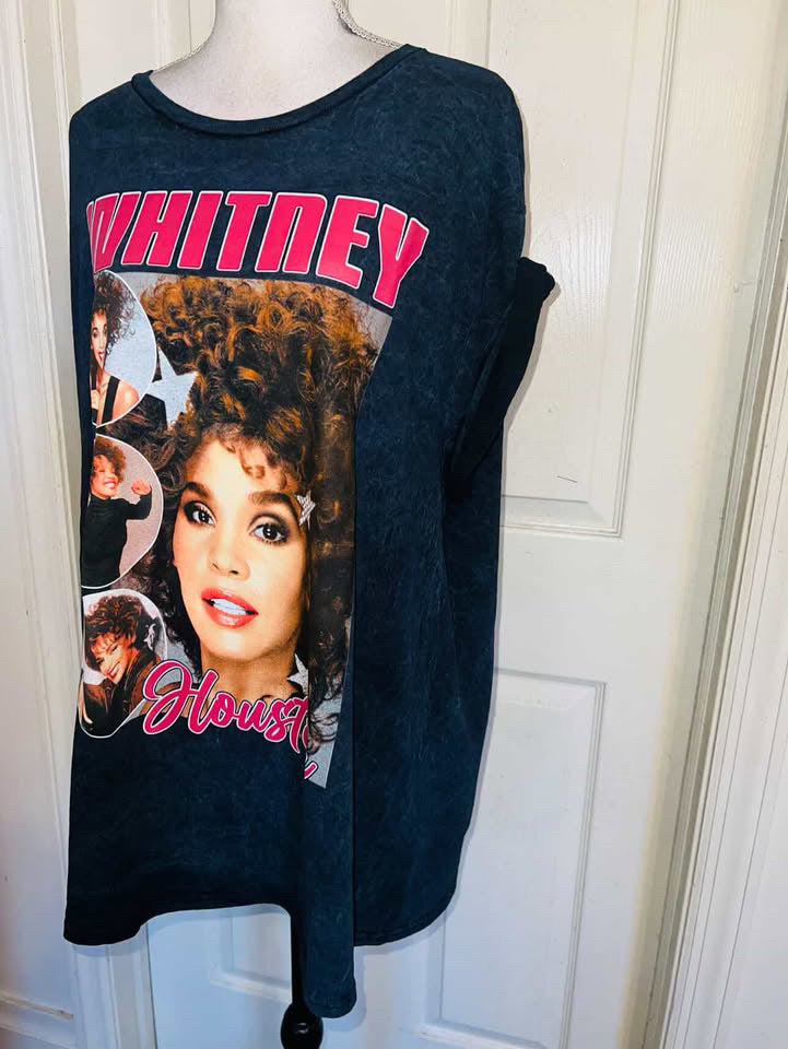 Whitney Houston Double Sided Oversized Distressed Tee