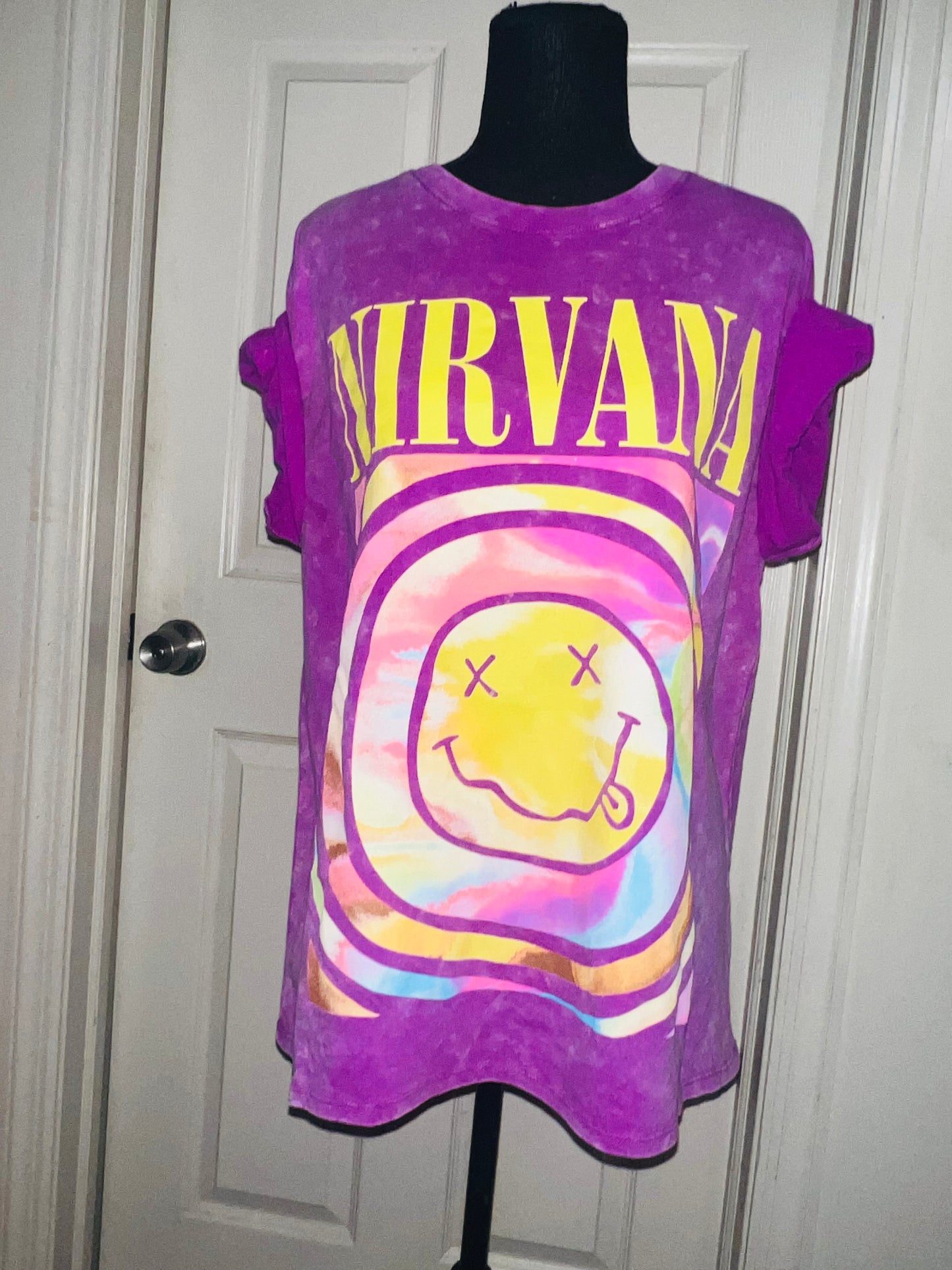 Nirvana Double Sided Oversized Distressed Tee