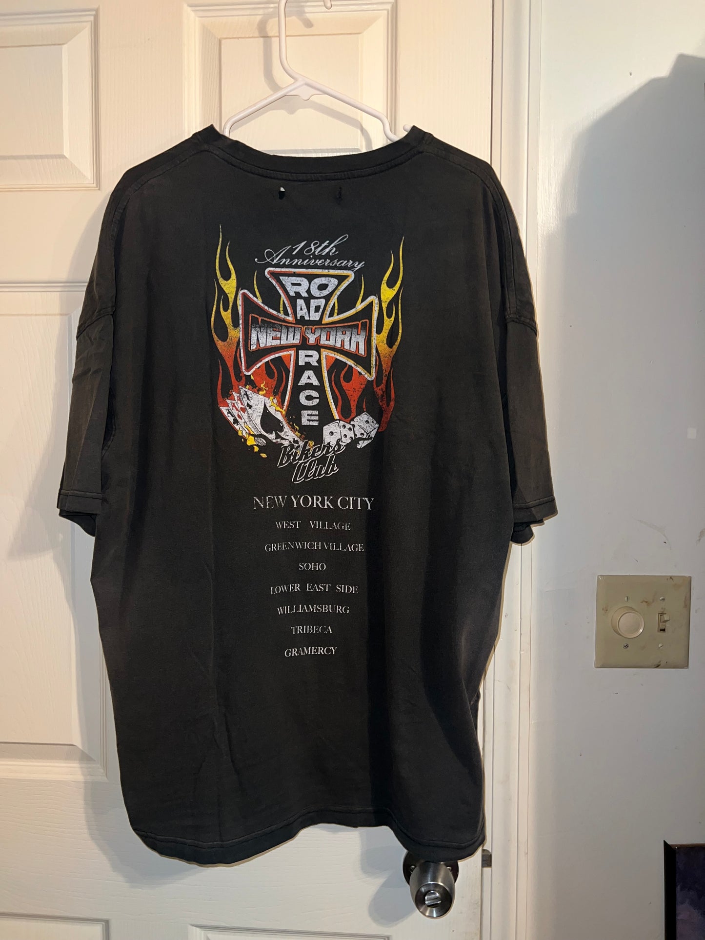 Bikers Club Road Race 18th Anniversary Vintage Oversized Distressed Tee