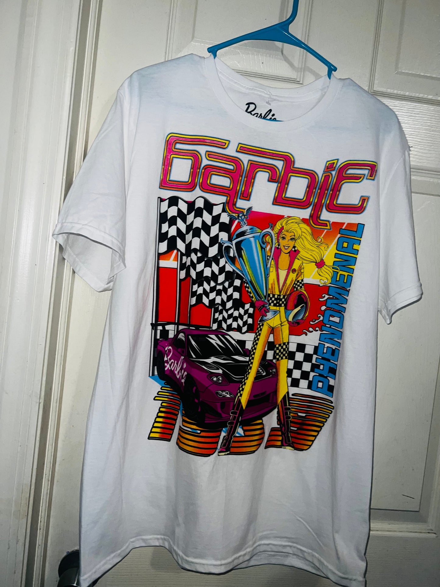 Barbie Race Car Oversized Distressed Tee
