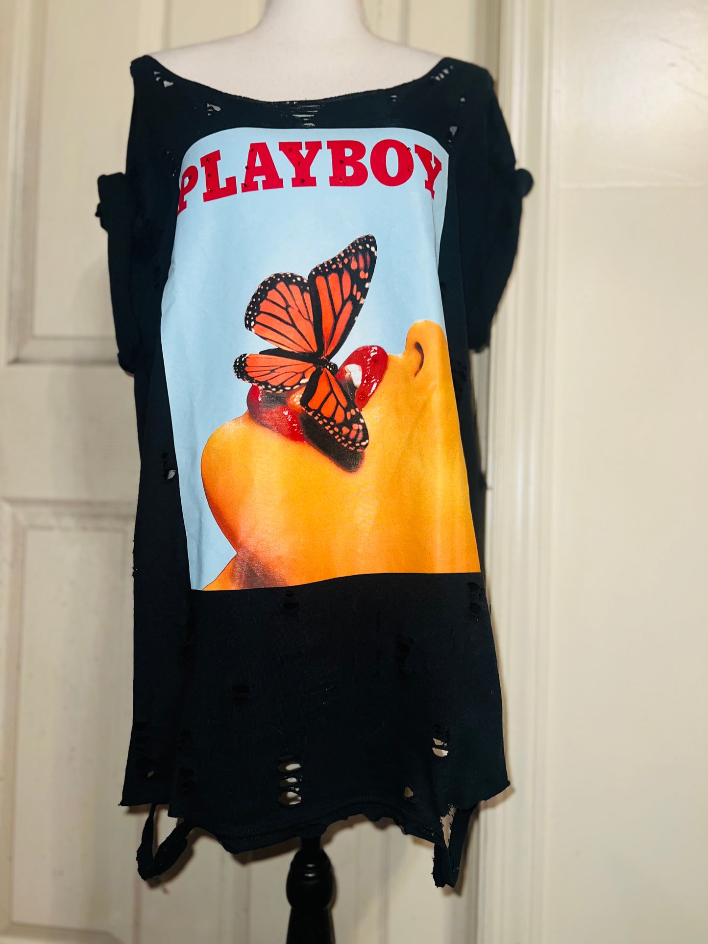 Playboy Oversized Distressed Tee