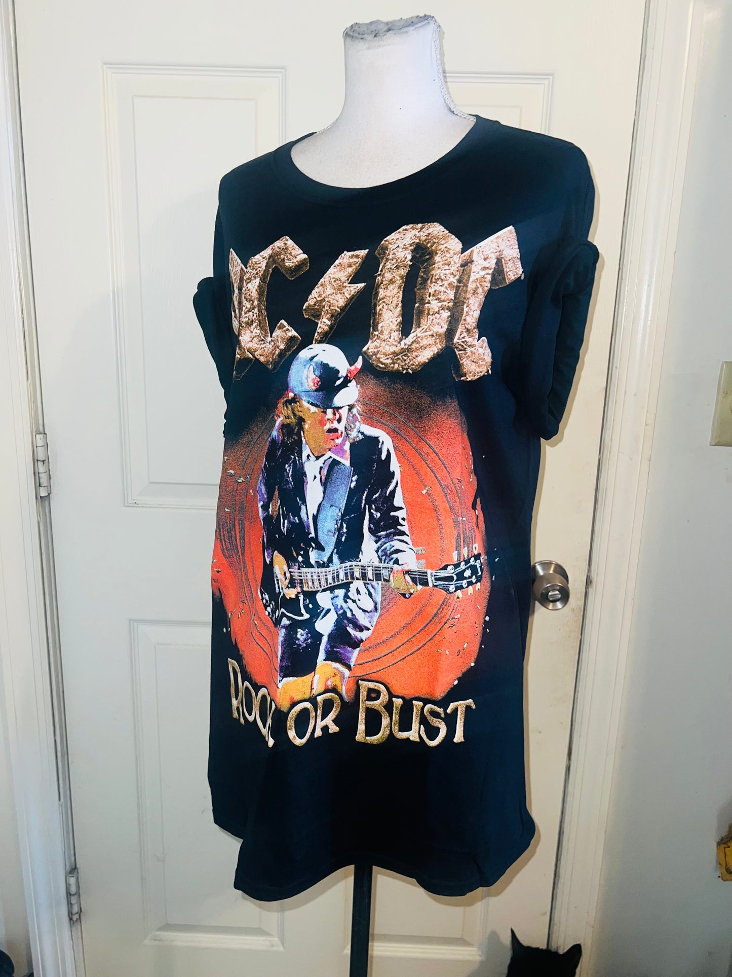 AC/DC Double Sided Oversized Distressed Tee
