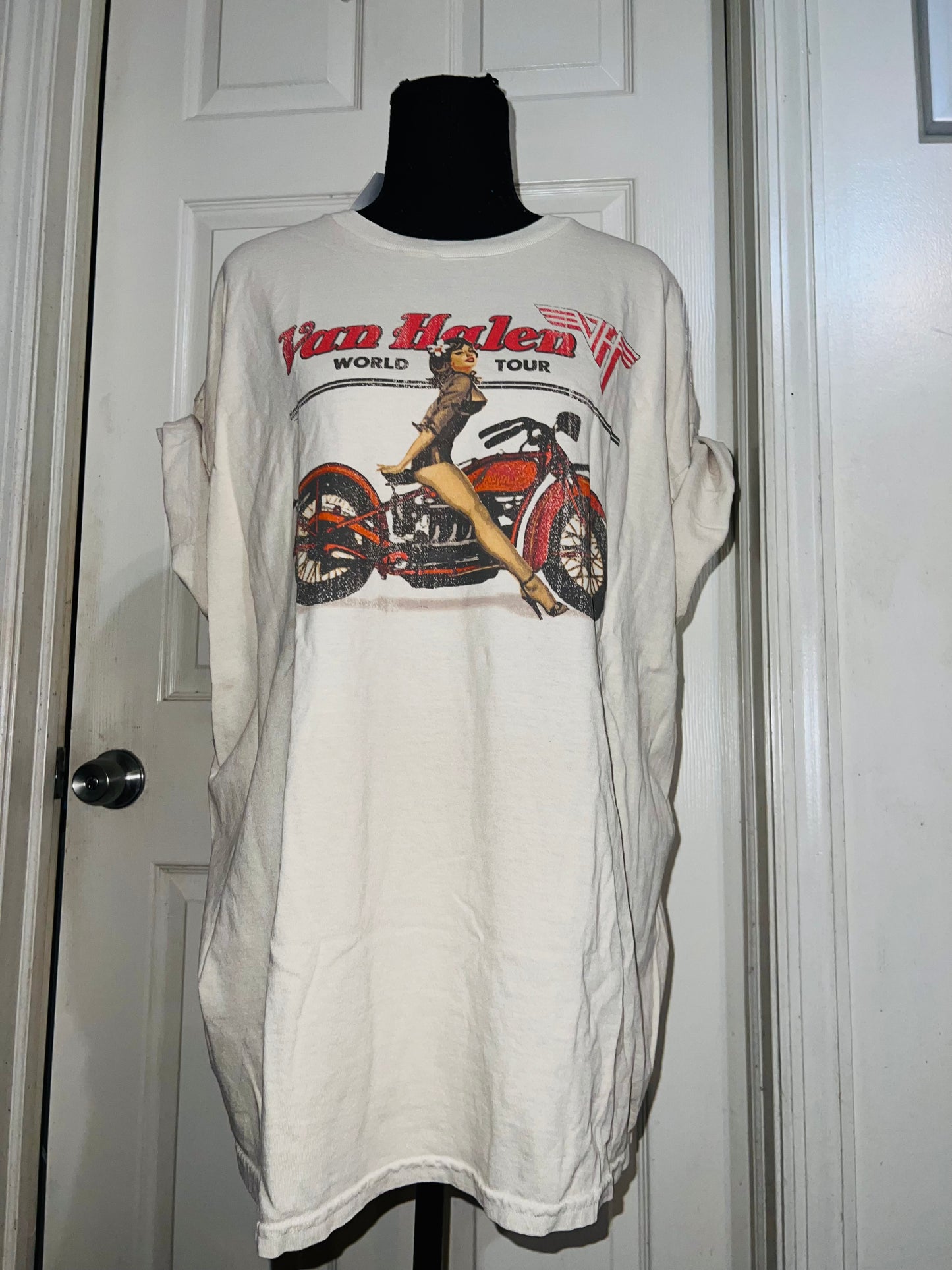 Van Halen Motorcycle Pin Up Oversized Tee