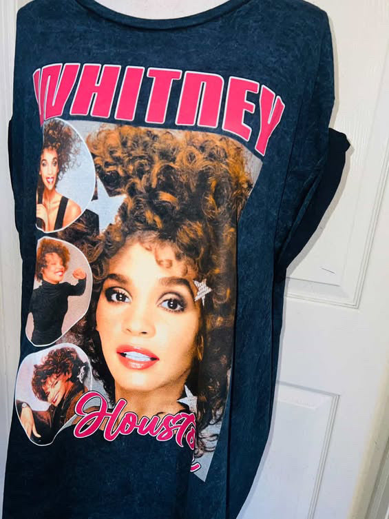 Whitney Houston Double Sided Oversized Distressed Tee