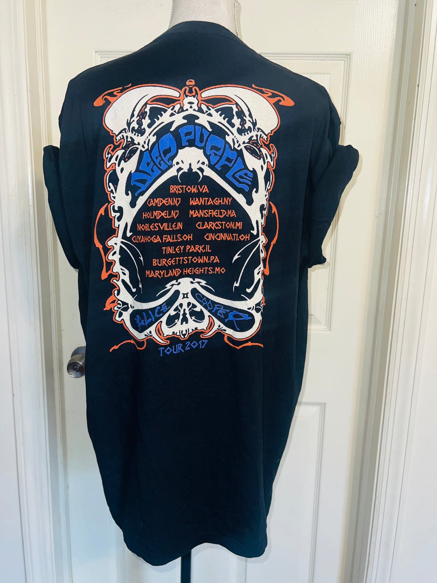 Alice Cooper and Deep Purple Double Sided Oversized Distressed Tee