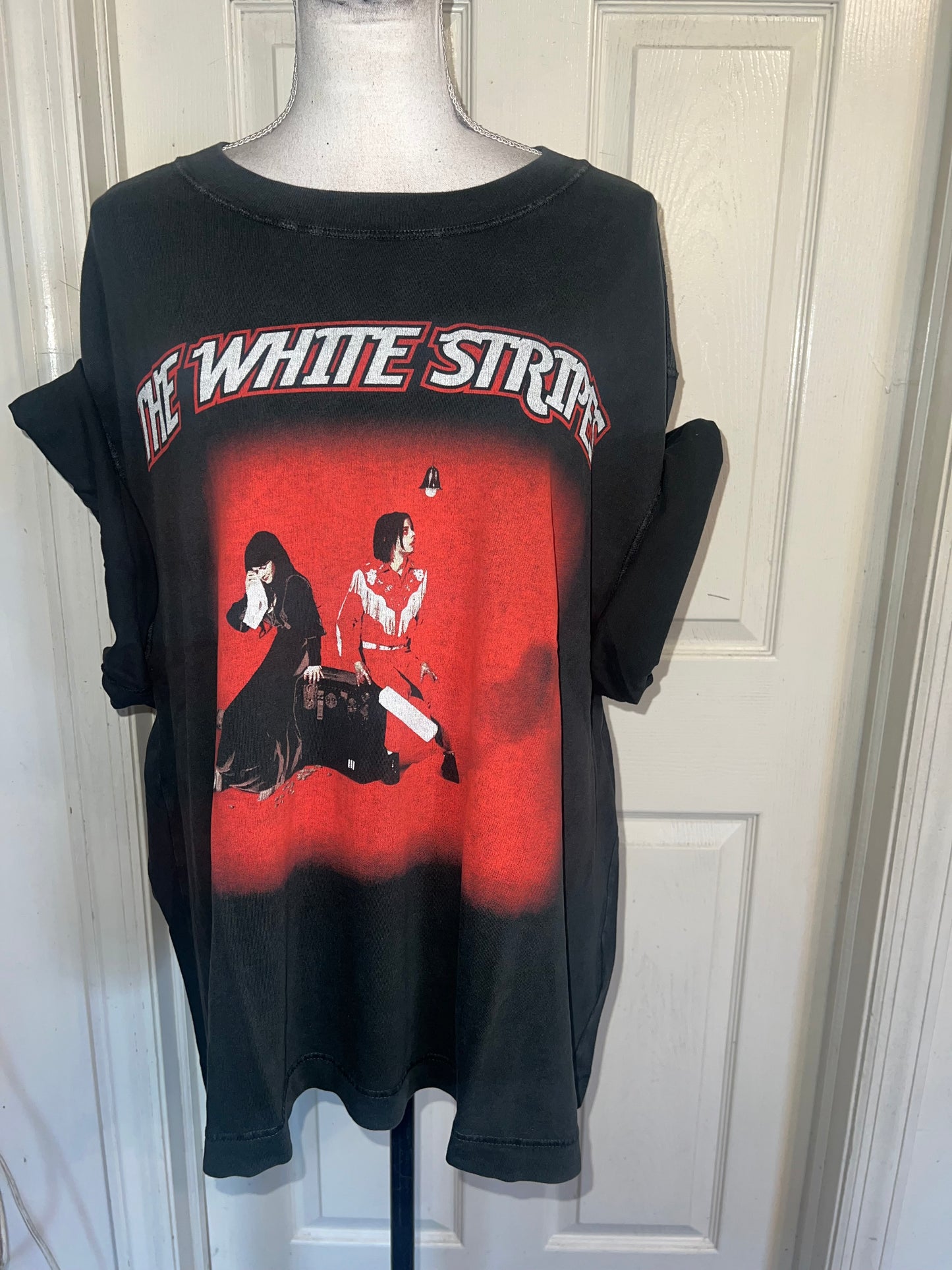 The White Stripes Double Sided Oversized Distressed Tee