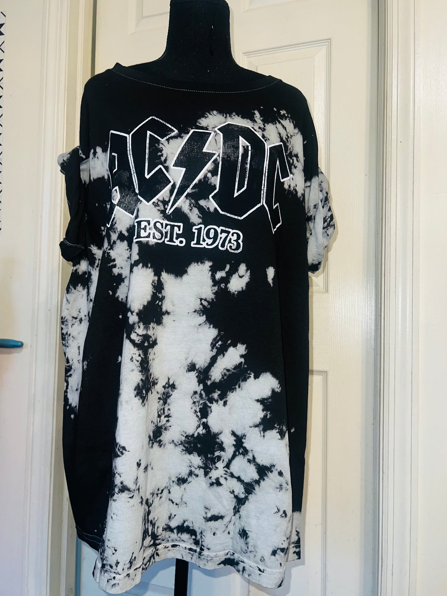 AC/DC Tie Dye Oversized Distressed Tee