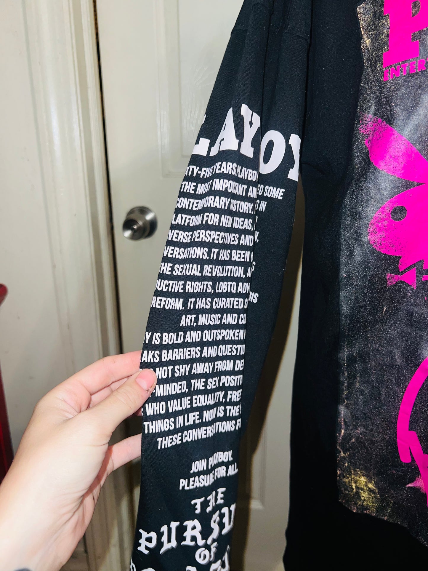 Playboy Oversized Distressed Long Sleeve Tee