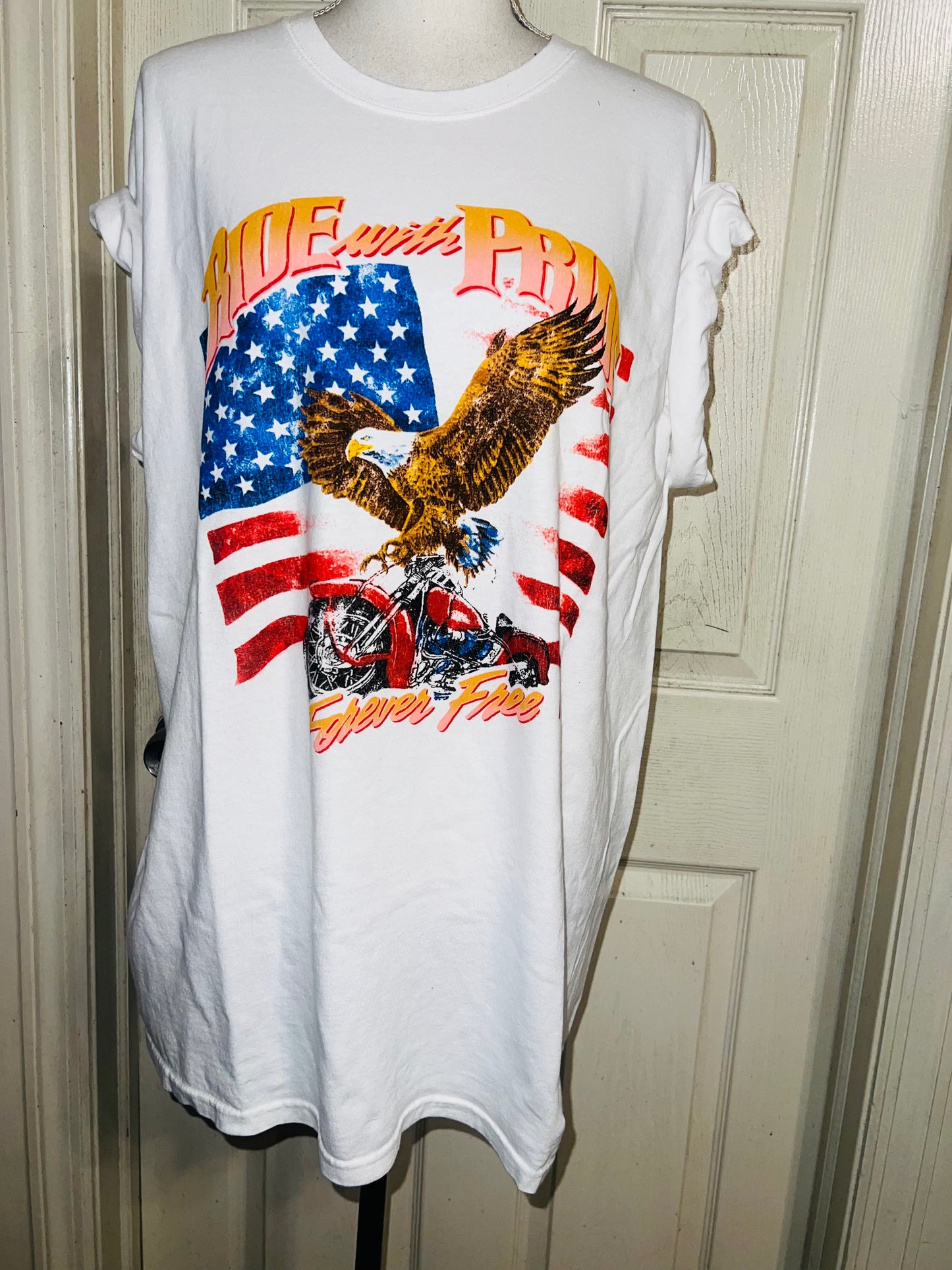 Ride With Pride Oversized Distressed Tee