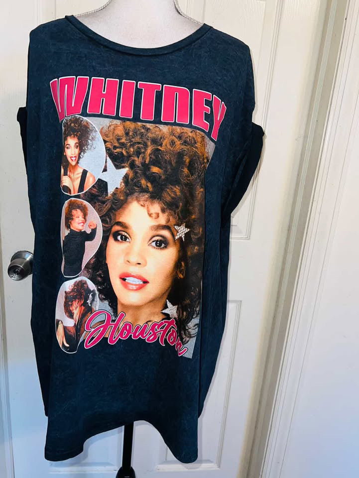 Whitney Houston Double Sided Oversized Distressed Tee