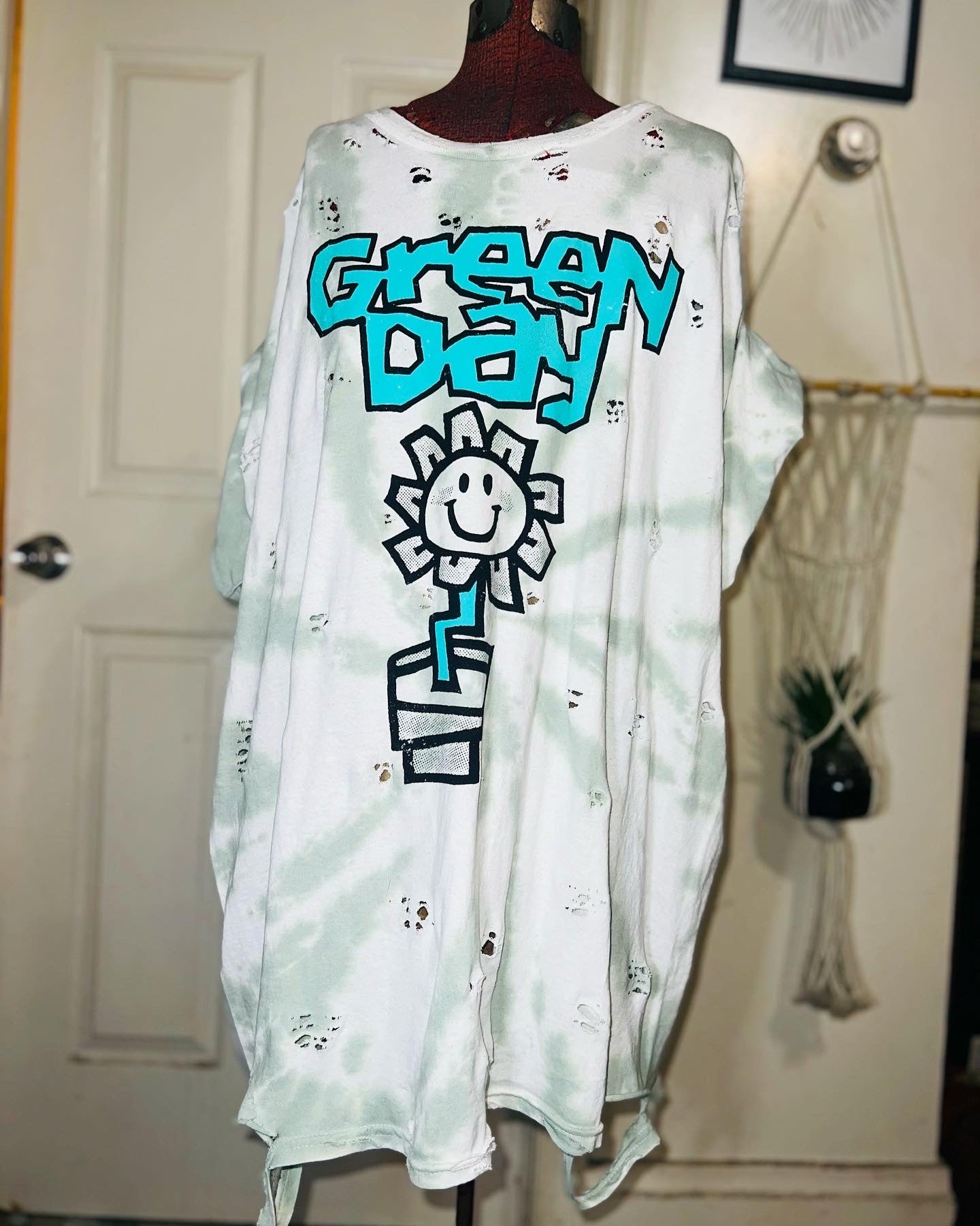 Green Day Tie Dye Double Sided Distressed Tee