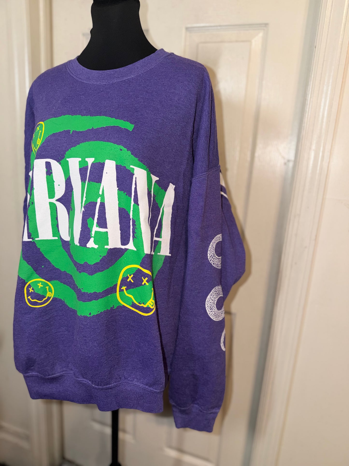 Nirvana Double Sided Oversized Distressed Sweatshirt