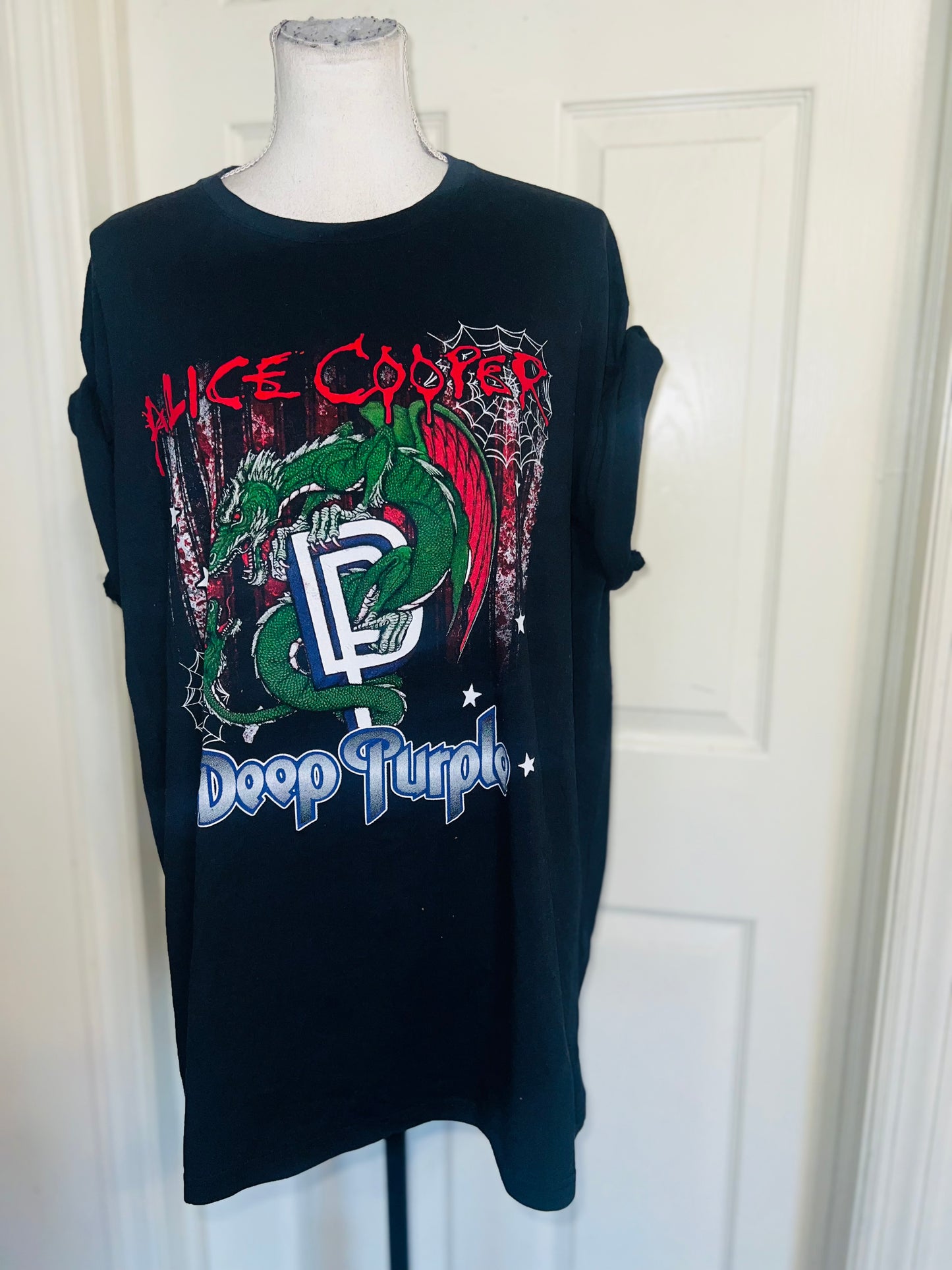 Alice Cooper and Deep Purple Double Sided Oversized Distressed Tee