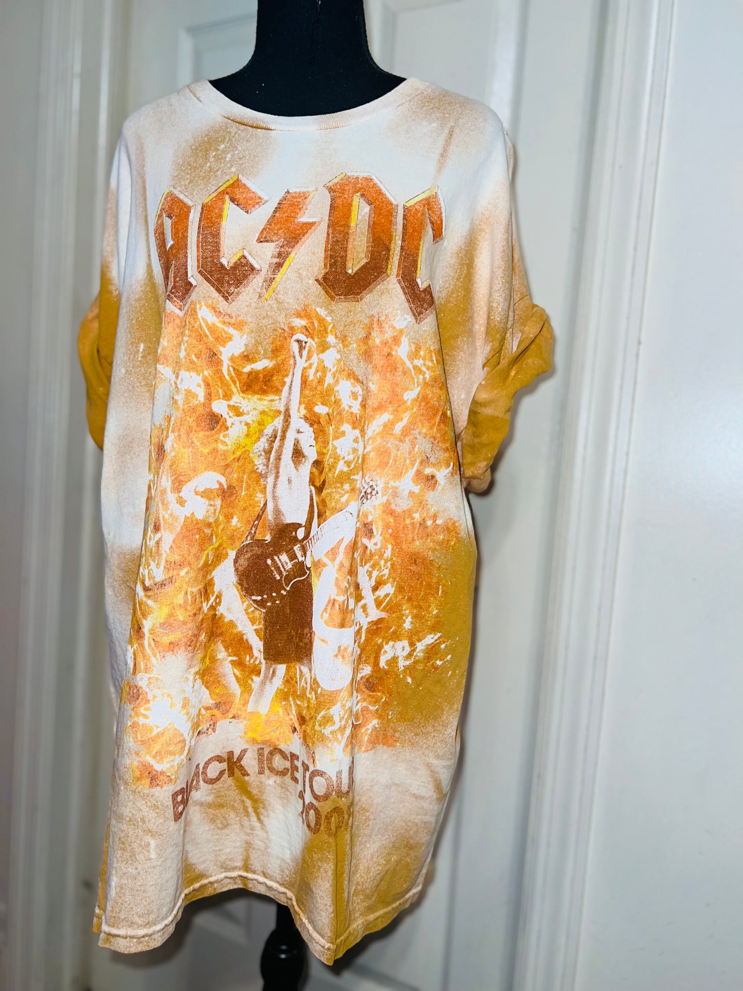AC/DC Bleached Oversized Distressed Tee