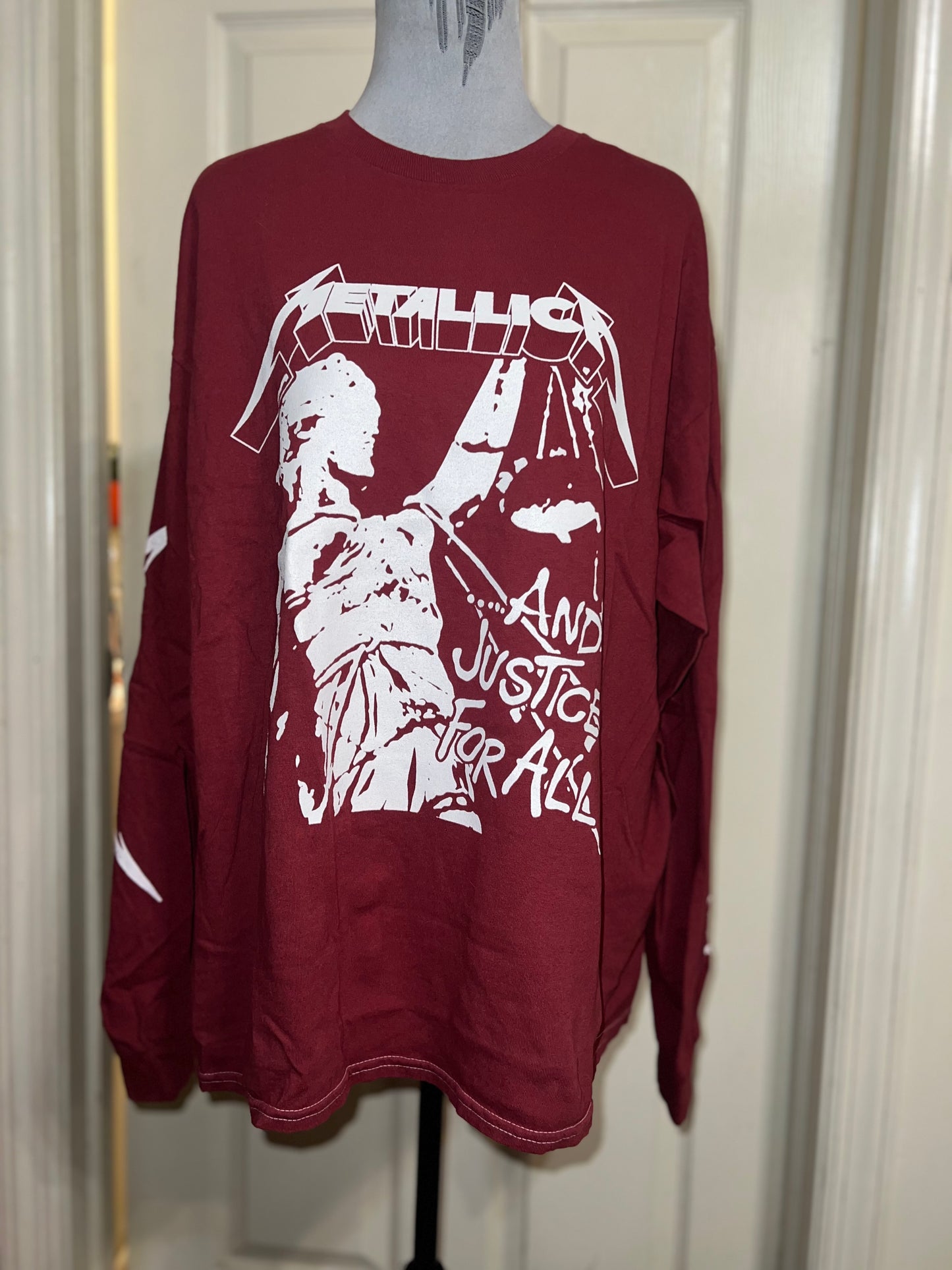 Metallica Long Sleeve Oversized Distressed Tee