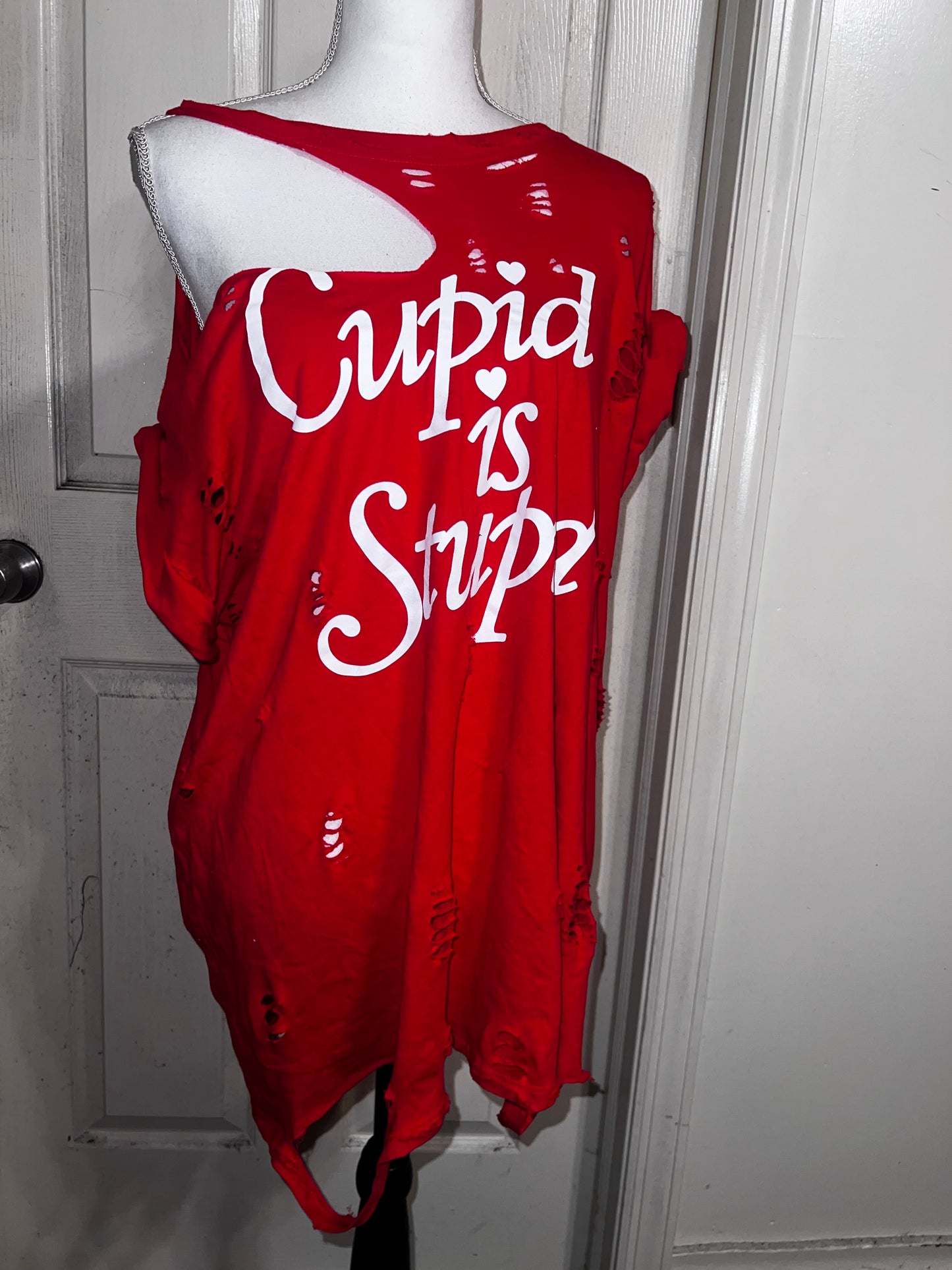 Cupid is Stupid Oversized Distressed Tee