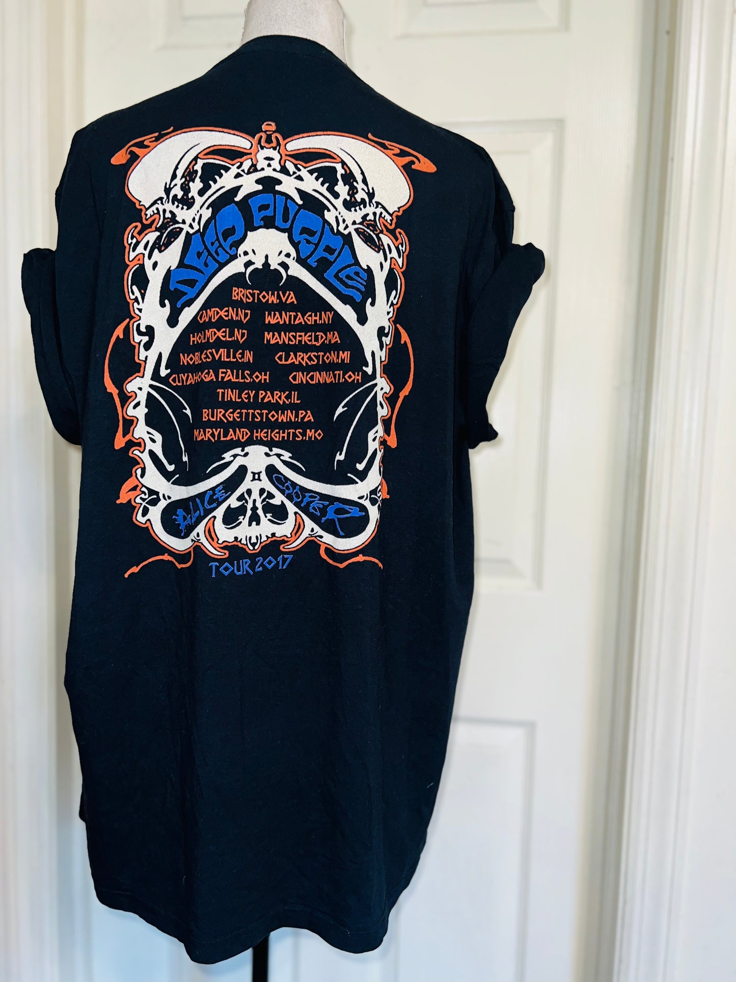 Alice Cooper and Deep Purple Double Sided Oversized Distressed Tee