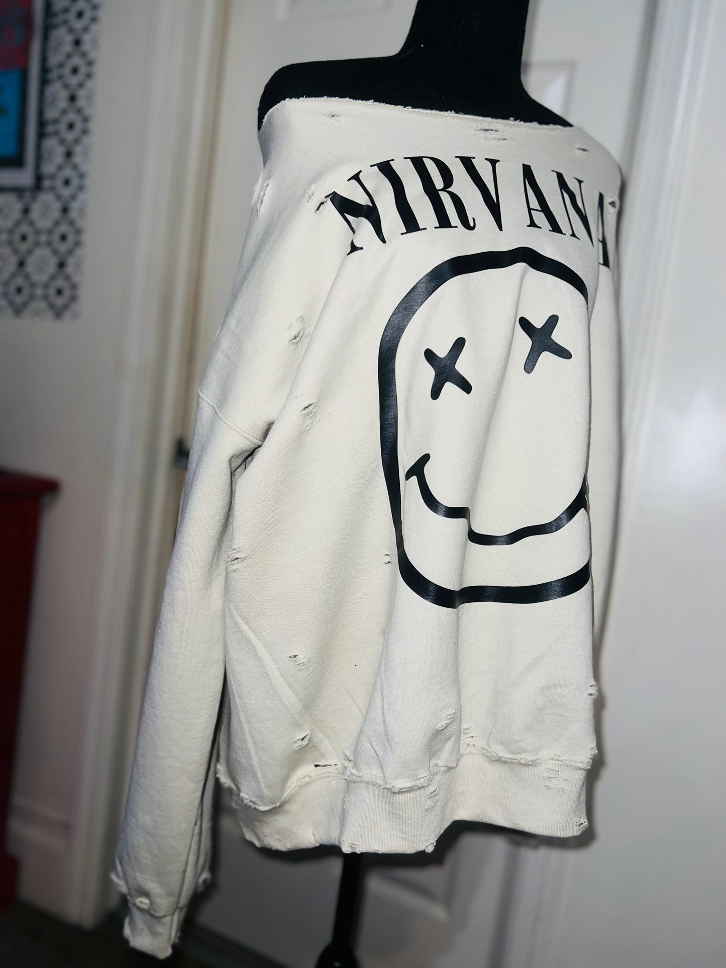 Nirvana Oversized Distressed Sweatshirt