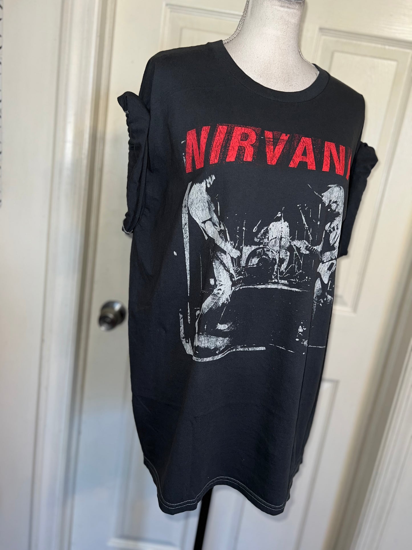 Nirvana Double Sided Oversized Distressed Tee
