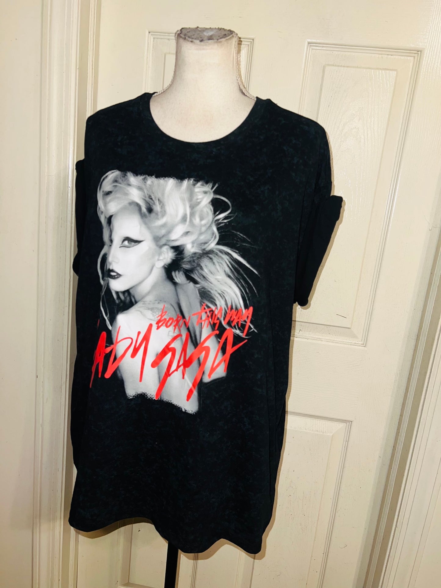 Lady Gaga Oversized Distressed Tee