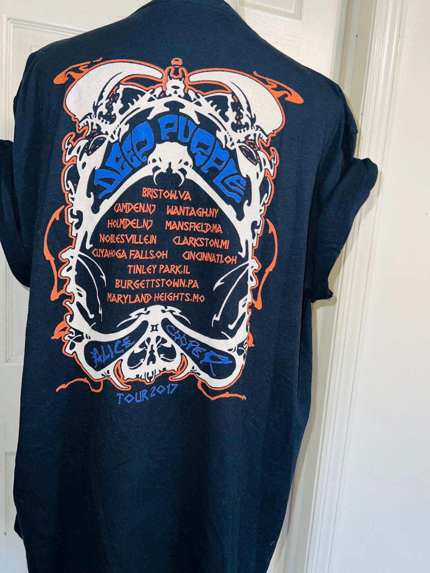 Alice Cooper and Deep Purple Double Sided Oversized Distressed Tee