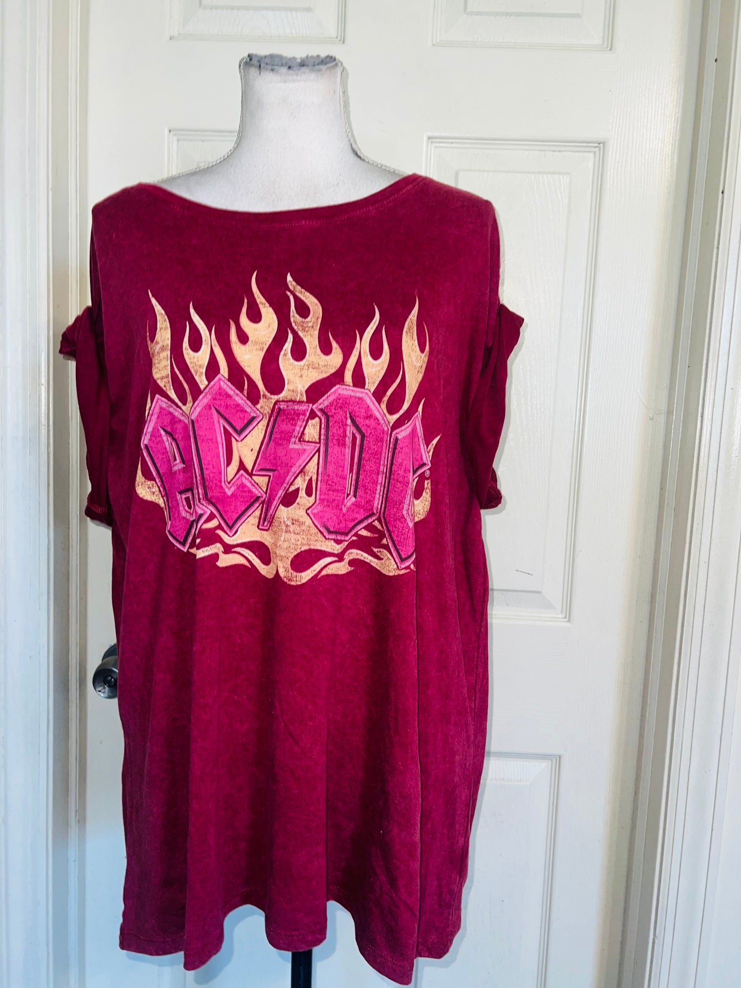 AC/DC Oversized Distressed Tee