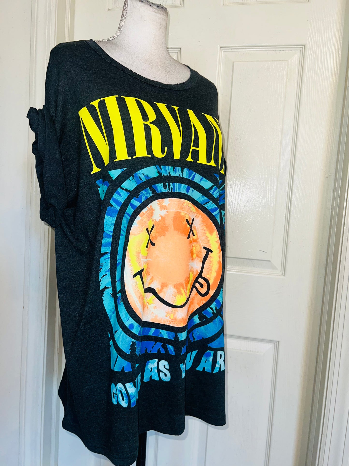 Nirvana Double Sided Oversized Distressed Tee