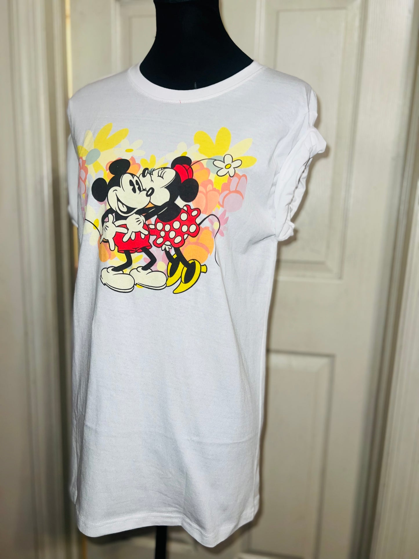 Mickey and Minnie Mouse Oversized Distressed Tee