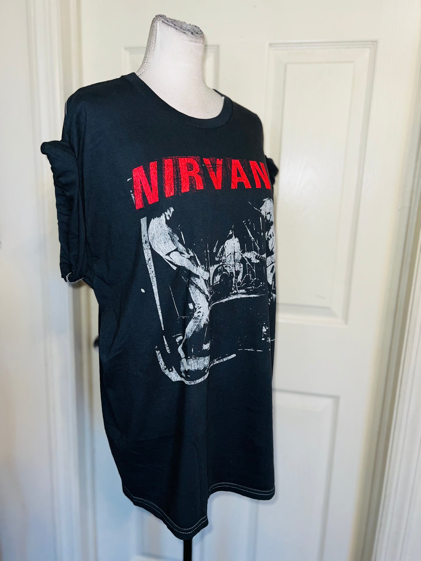 Nirvana Double Sided Oversized Distressed Tee