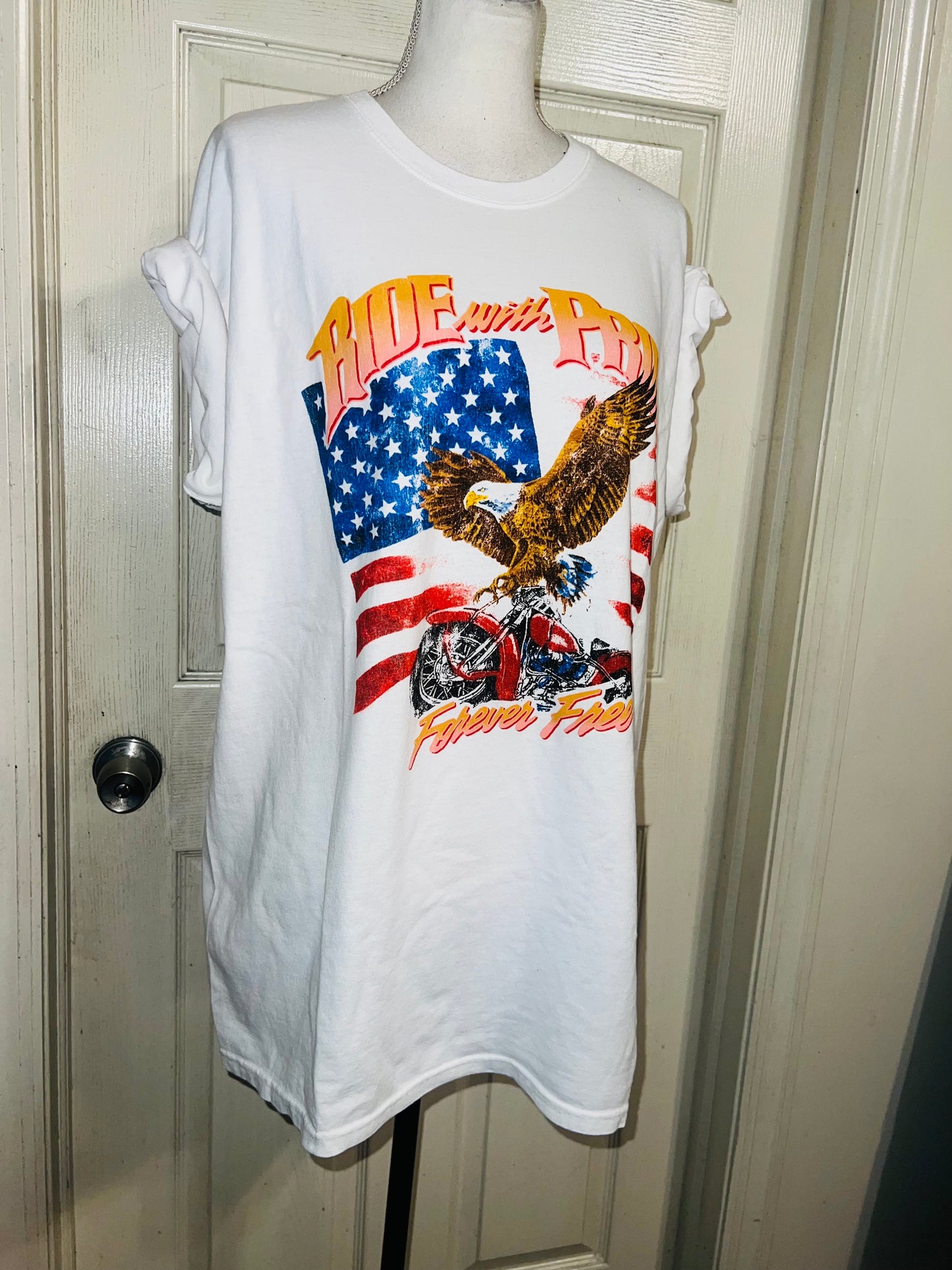 Ride With Pride Oversized Distressed Tee