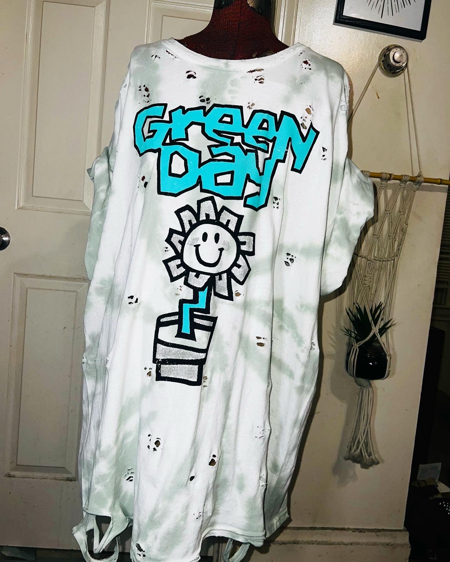 Green Day Tie Dye Double Sided Distressed Tee