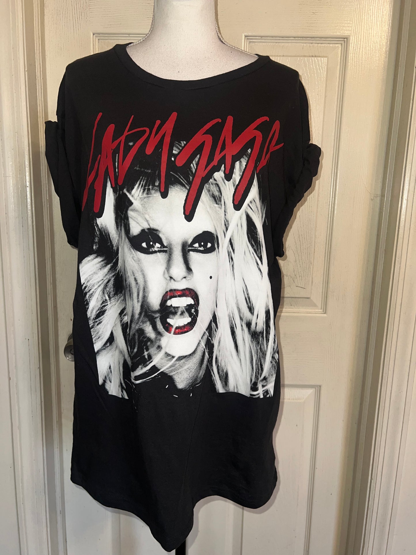 Lady Gaga Oversized Distressed Tee