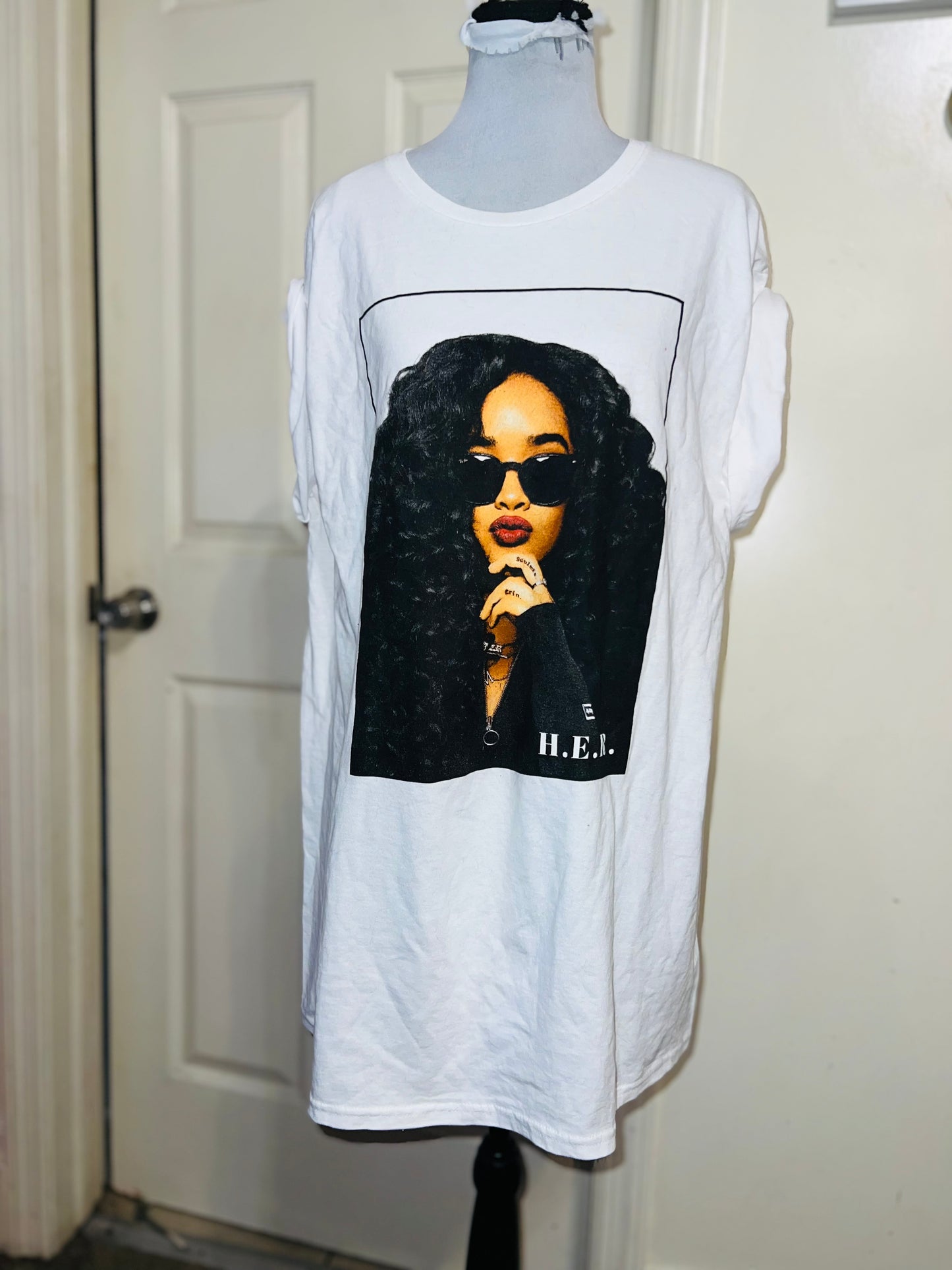 H.E.R. Oversized Distressed Tee
