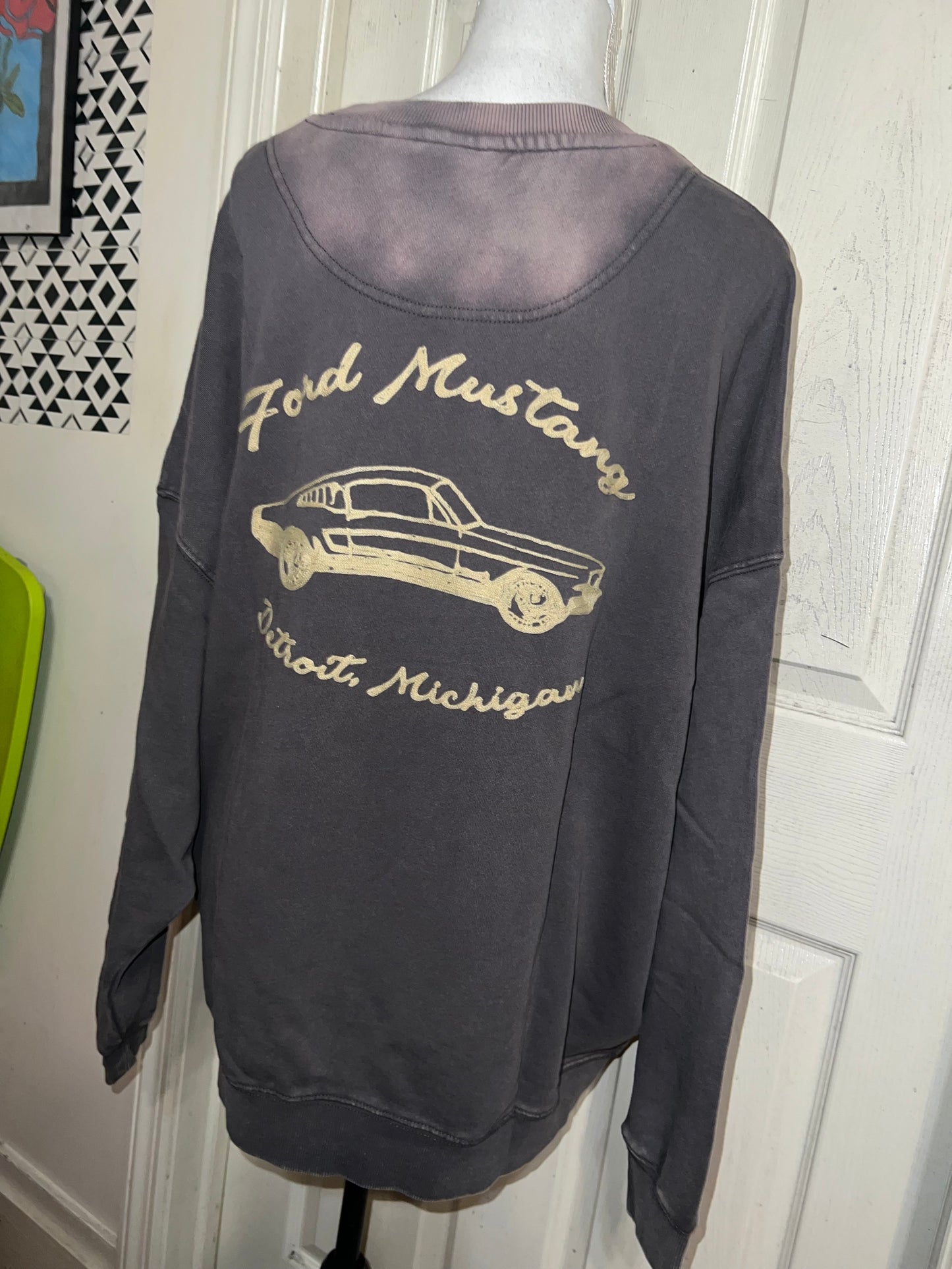Ford Mustang Double Sided Oversized Distressed Sweatshirt