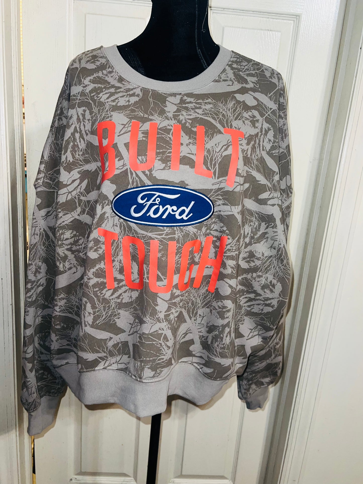 Ford Oversized Distressed Camo Sweatshirt