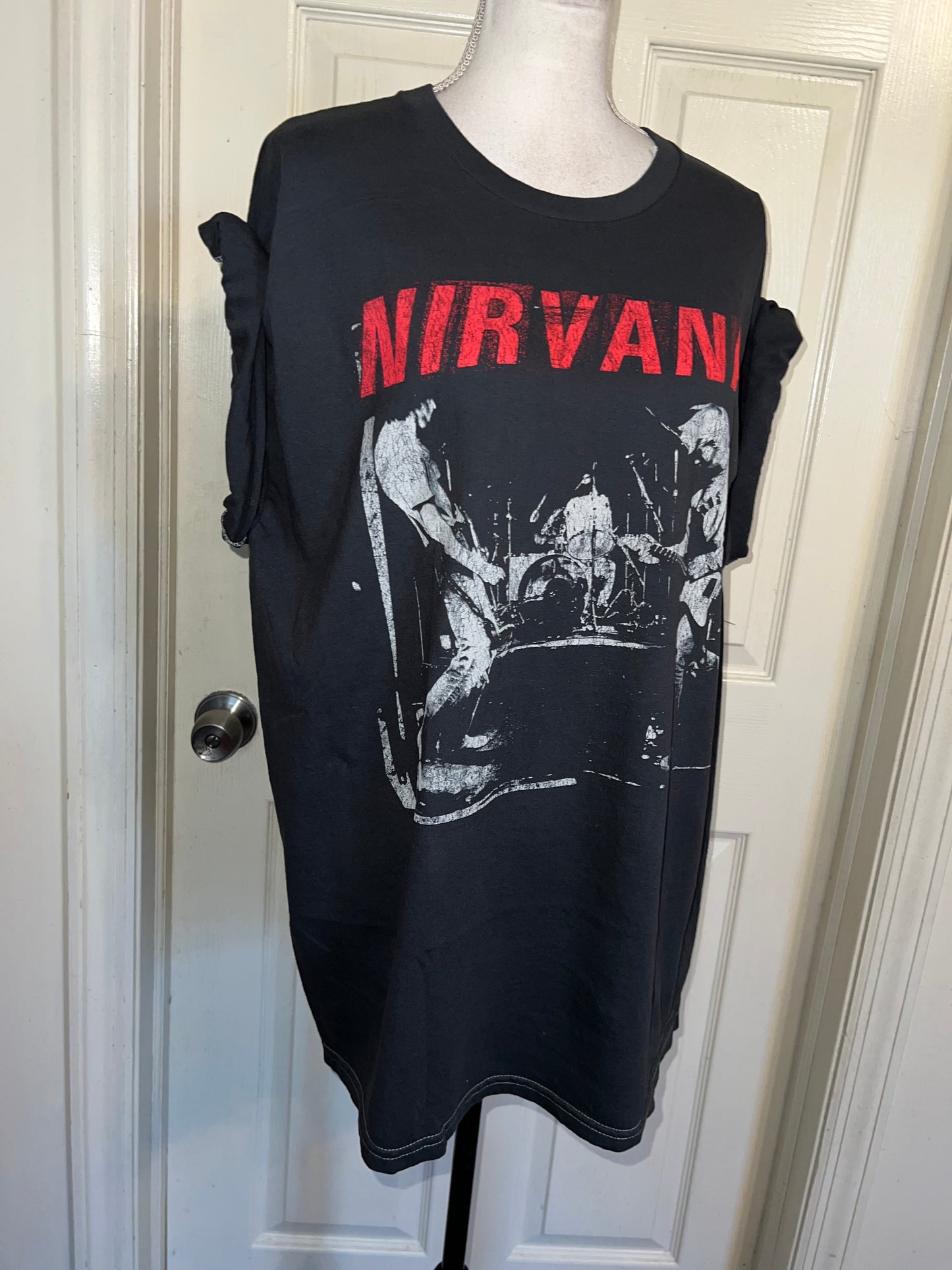 Nirvana Double Sided Oversized Distressed Tee