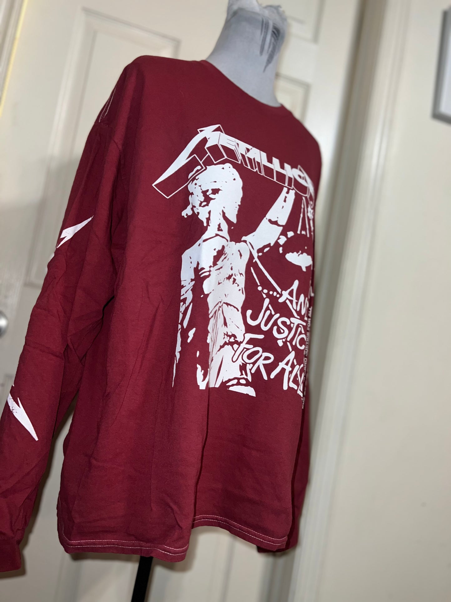 Metallica Long Sleeve Oversized Distressed Tee