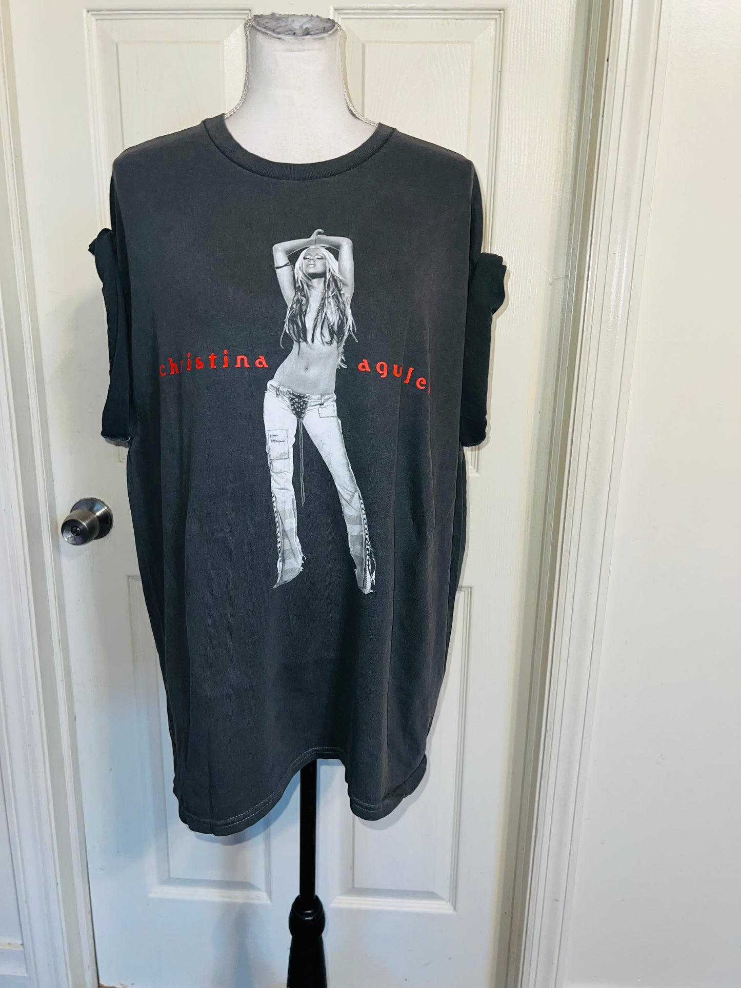 Christina Aguilera Oversized Distressed Tee