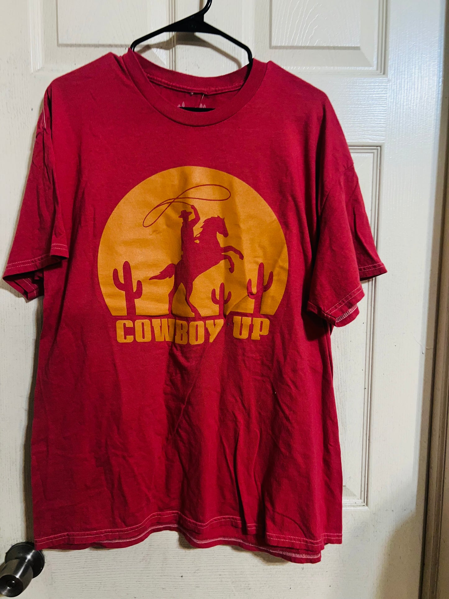 Cowboy Up Oversized Distressed Tee
