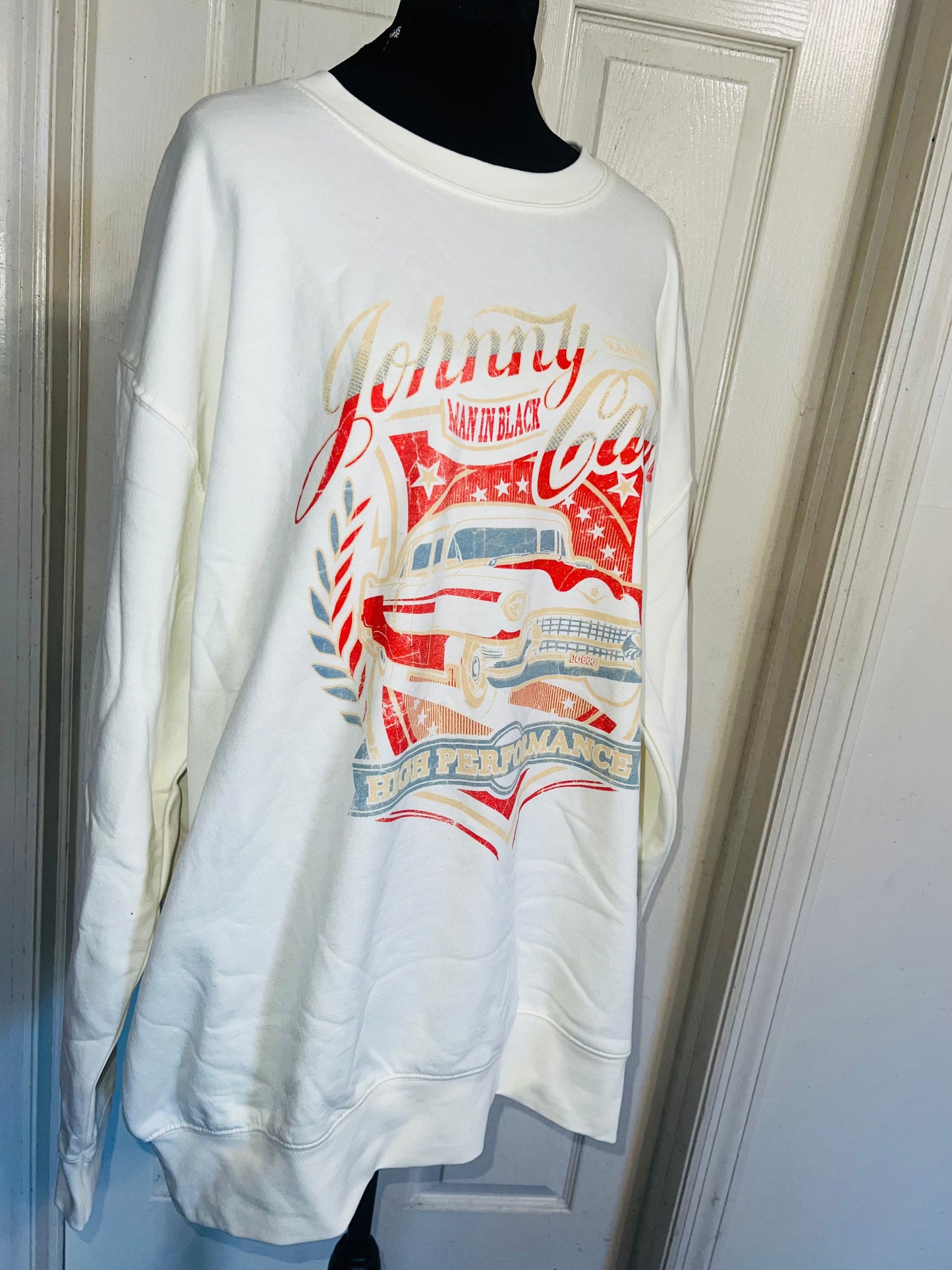 Johnny Cash Oversized Distressed Sweatshirt