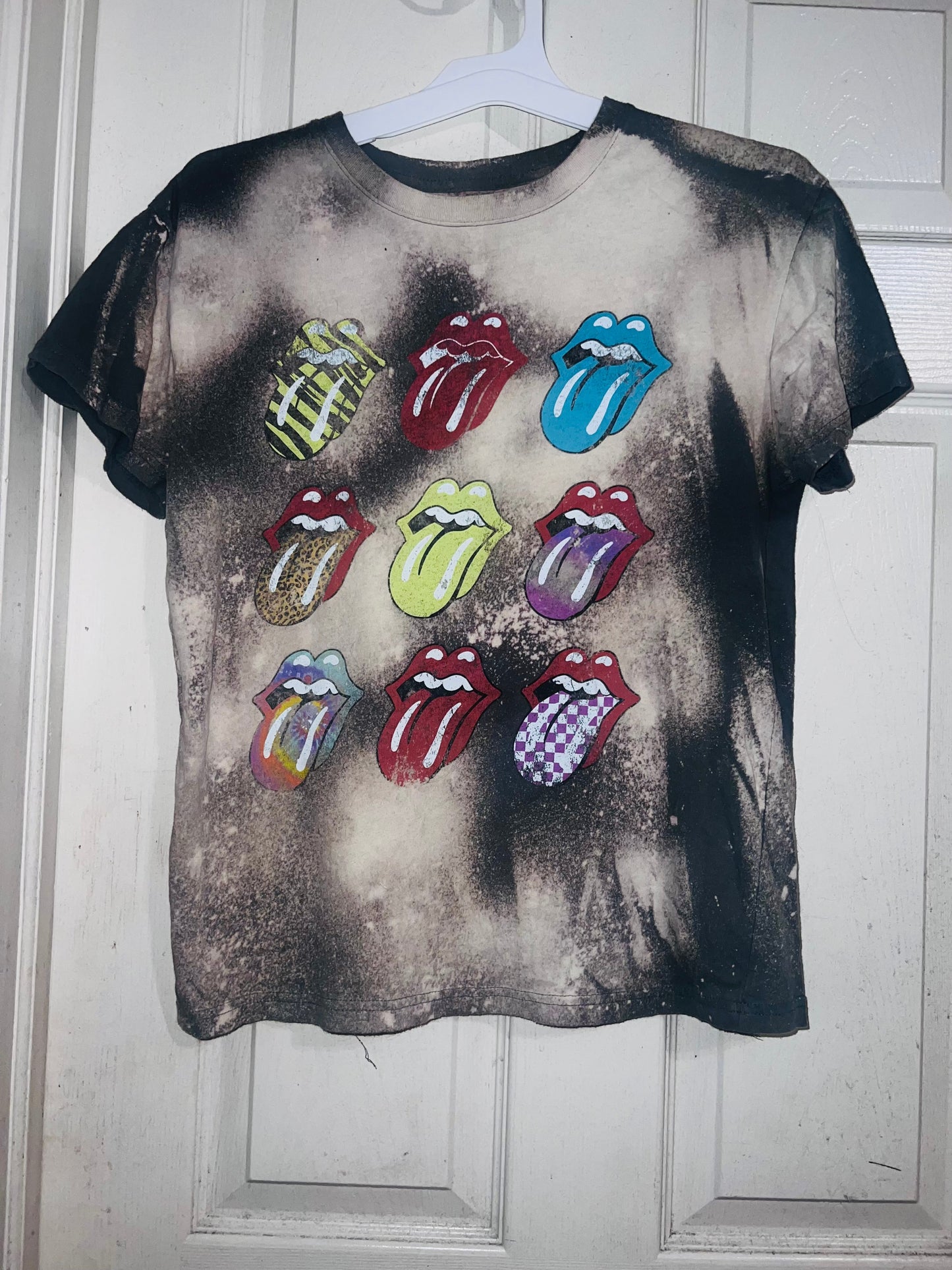 Bleached The Rolling Stones Multi Color Distressed Tee