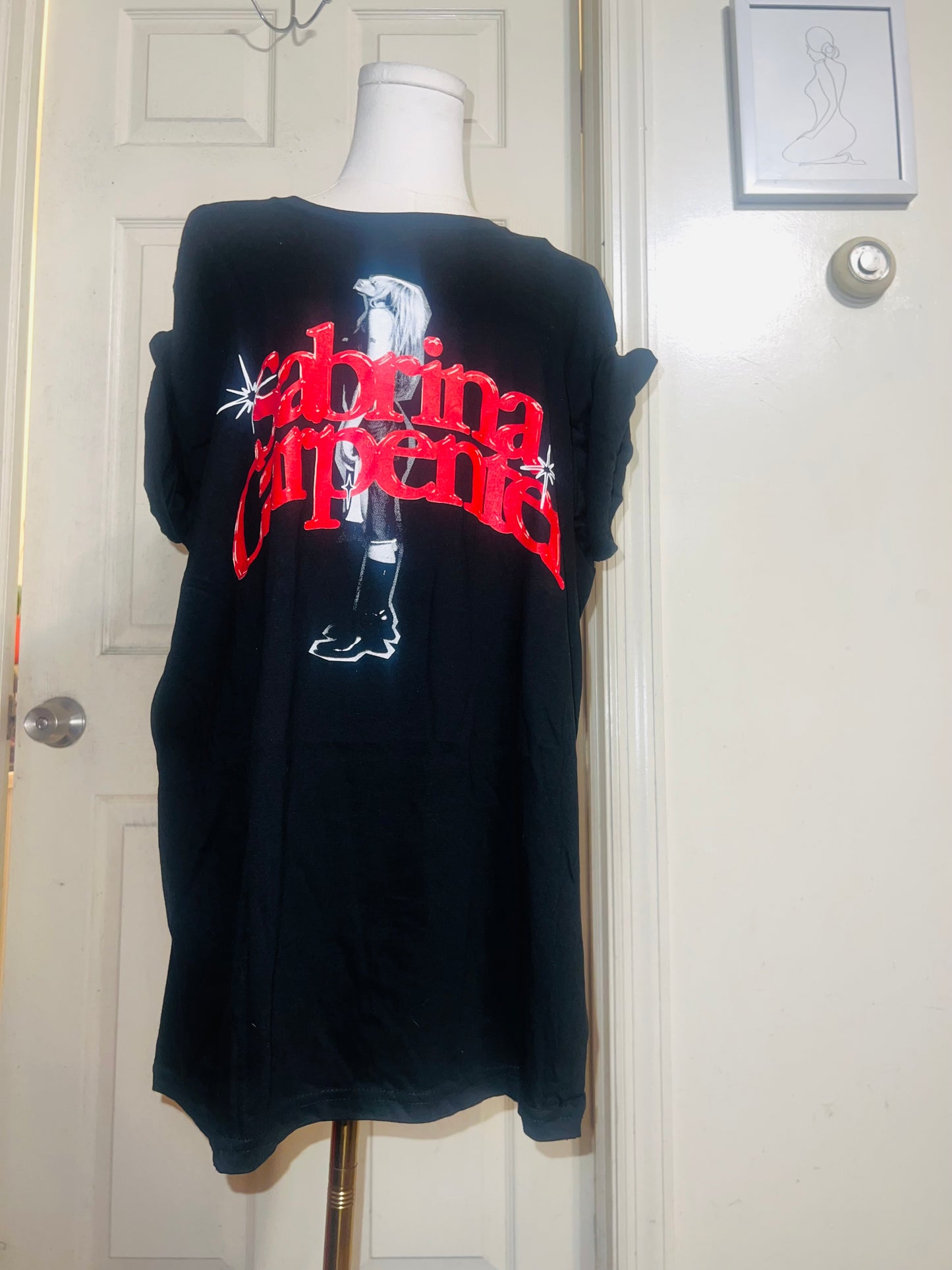 Sabrina Carpenter Oversized Distressed Tee
