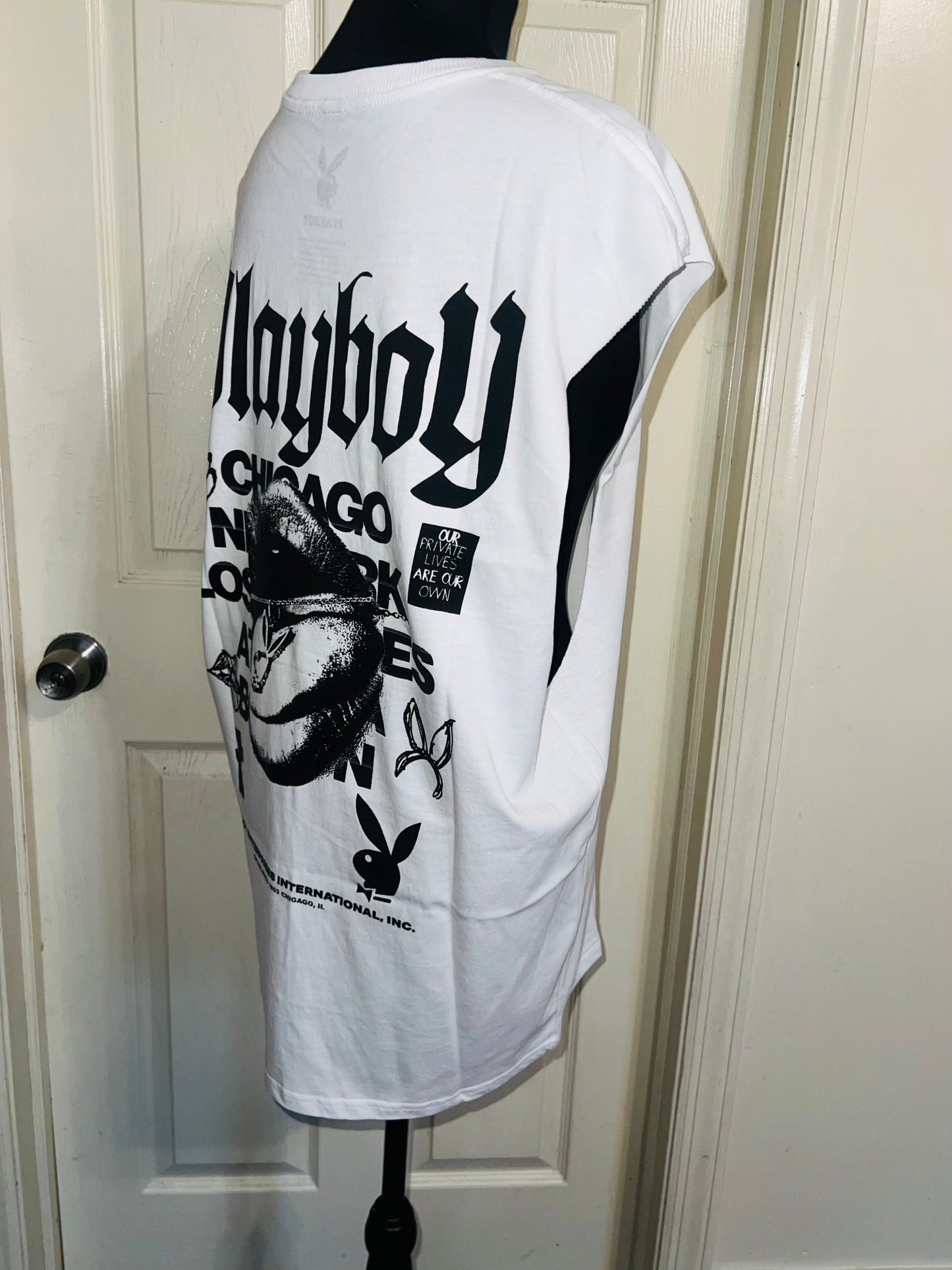 Playboy Double Sided Oversized Distressed Tank
