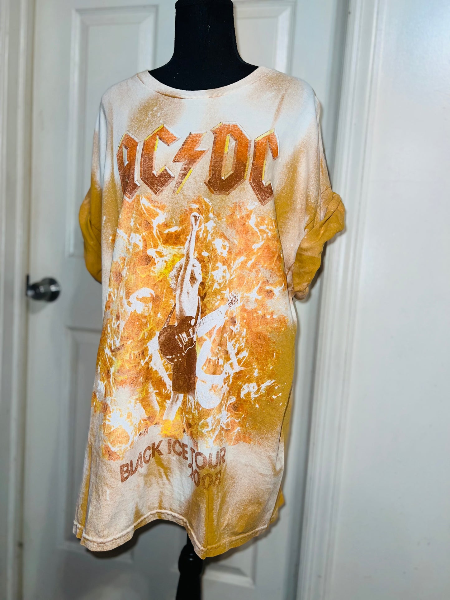 AC/DC Bleached Oversized Distressed Tee