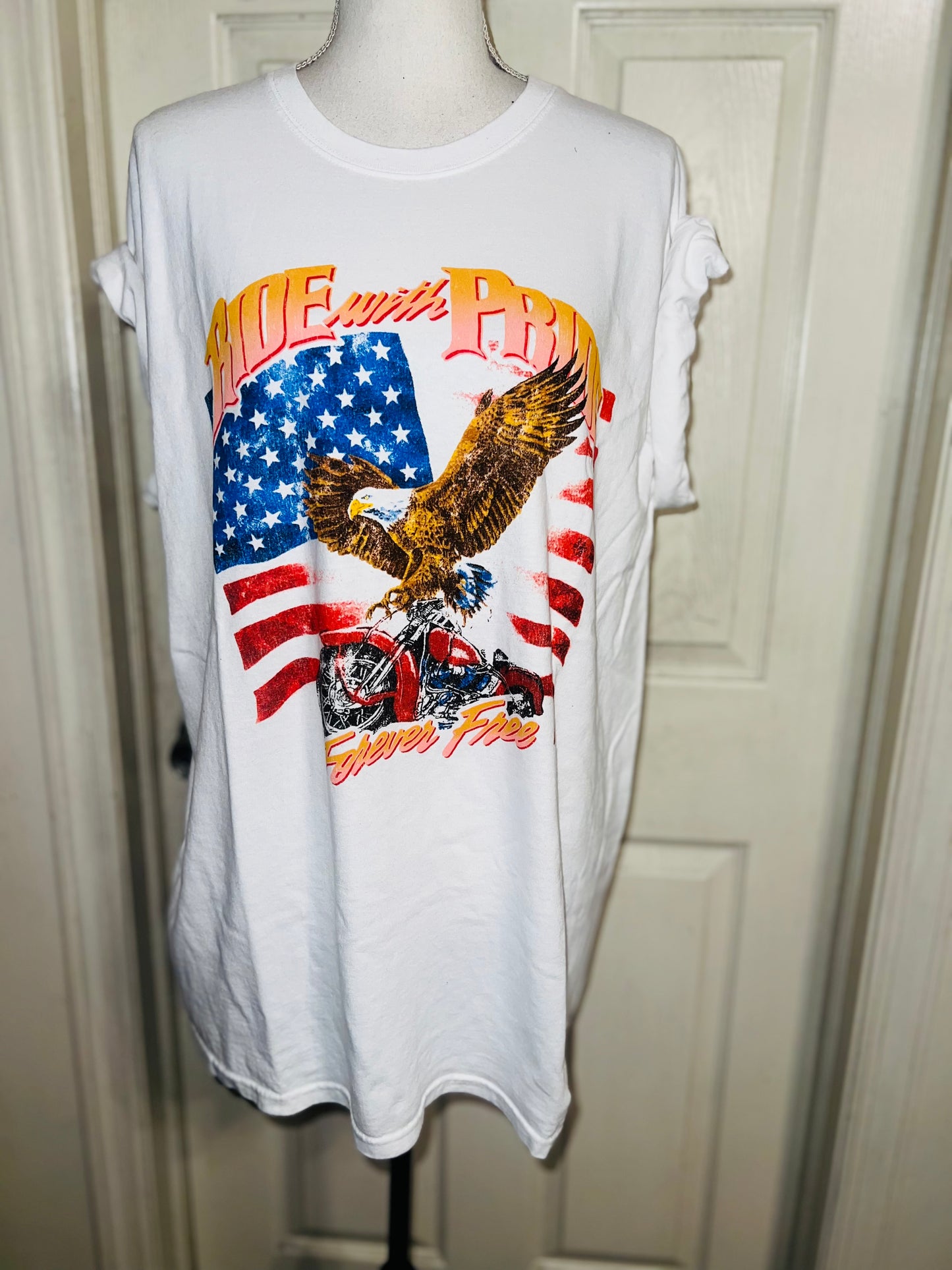 Ride With Pride Oversized Distressed Tee