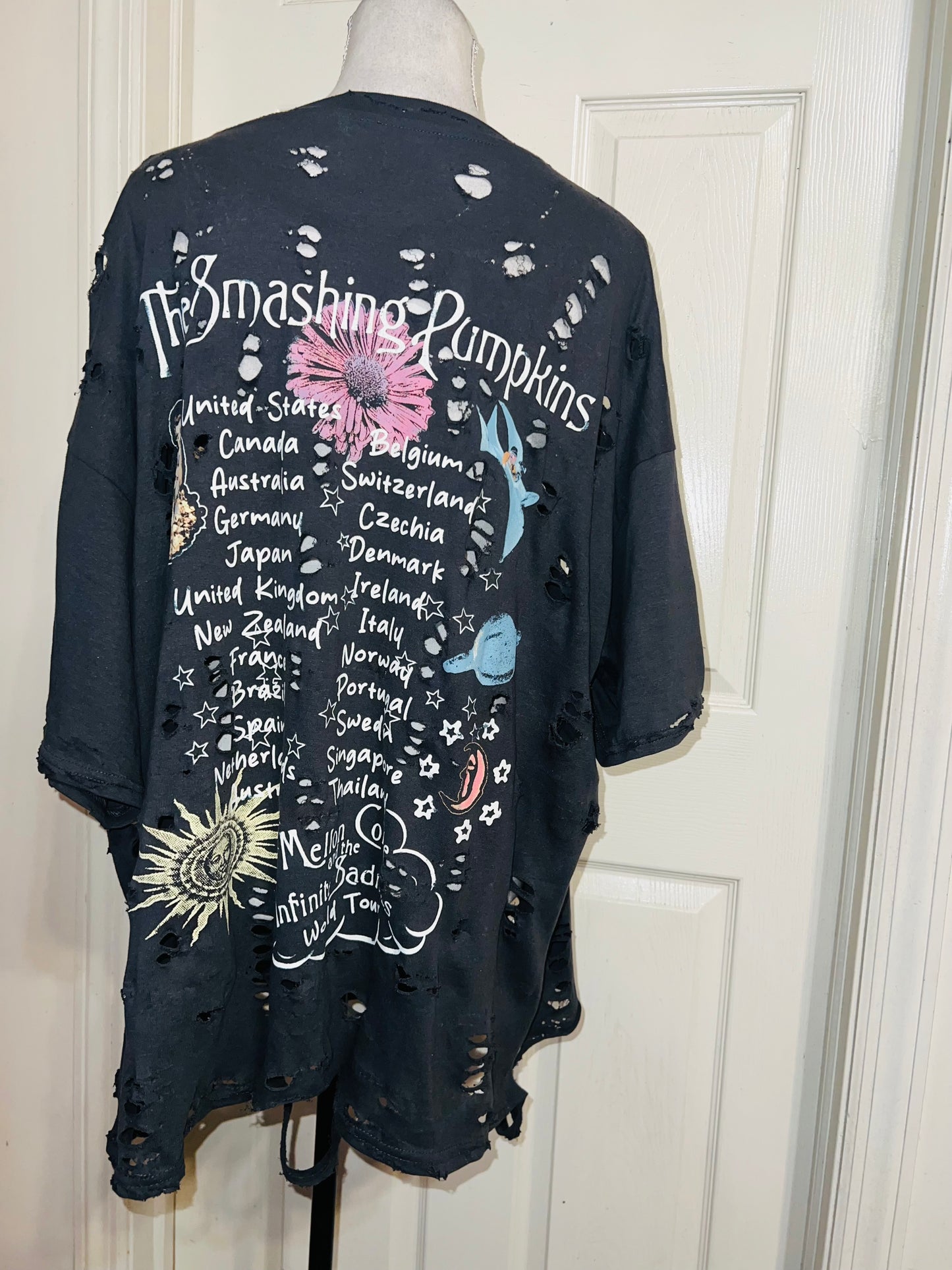 Smashing Pumpkins Double Sided Oversized Distressed Tee