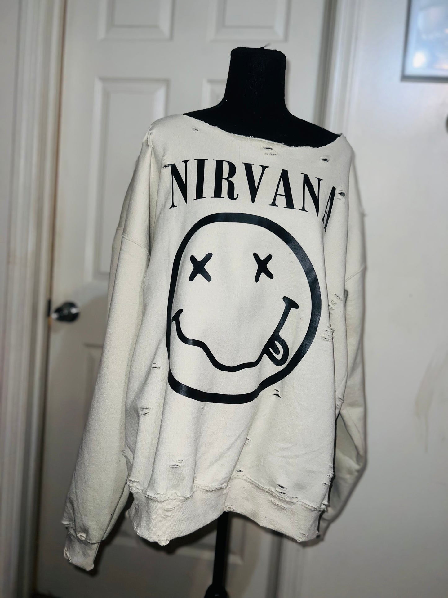 Nirvana Oversized Distressed Sweatshirt