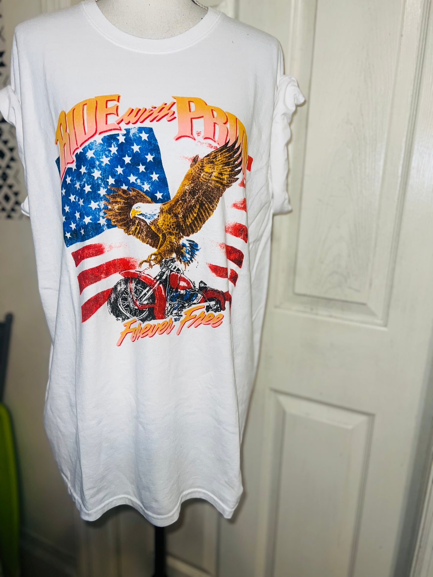 Ride With Pride Oversized Distressed Tee
