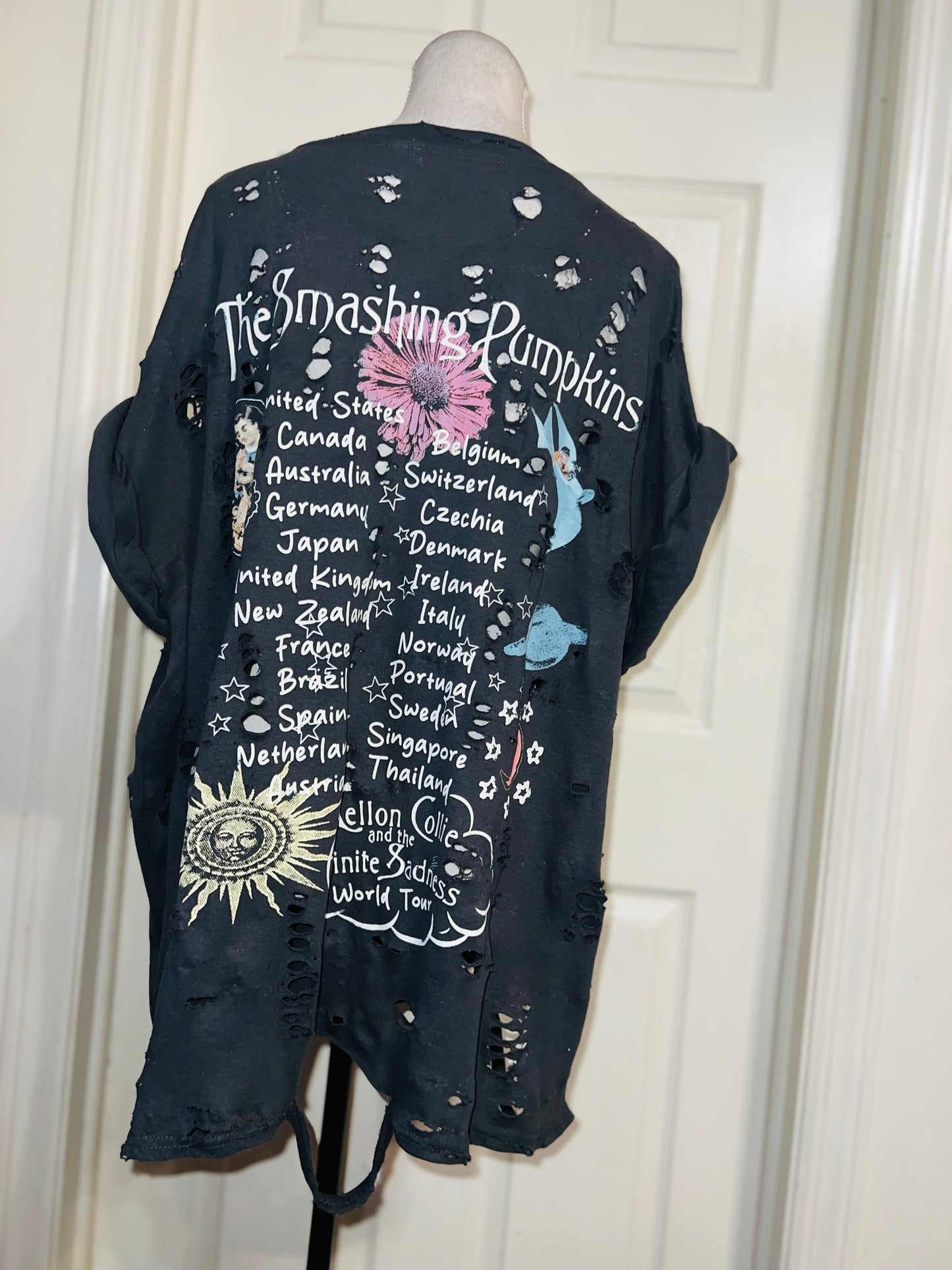 Smashing Pumpkins Double Sided Oversized Distressed Tee