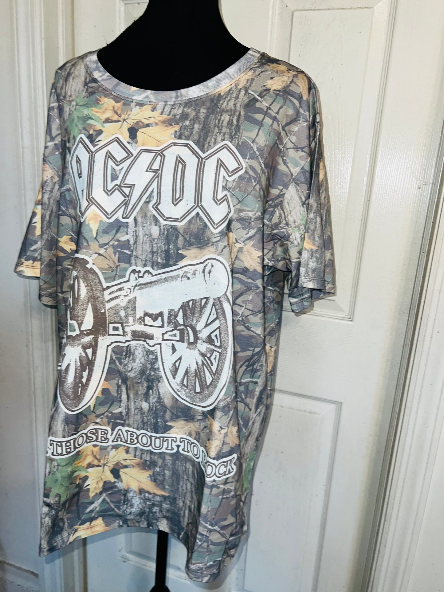 AC/DC Camo Oversized Distressed Tee